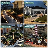 cheap Pathway Lights &amp; Lanterns-16 Pcs Outdoor Solar Garden Lights, IP44 Waterproof Pathway Lights with 8 LED Beads, Decorative Ground Stake Lights for Yard, Lawn, Flower Bed, Farm, Patio, Driveway, Landscape, Outdoor Decor
