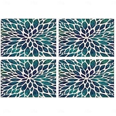 お買い得  Placemats＆Coasters＆Trivets-夏の海をイメージしたダイニングプレイスマット、ポリエステル100％の長方形テーブルマット、海の幾何学模様デザイン、洗濯機洗い可能、耐熱性、耐久性のあるテーブルプロテクター、モダンなホームキッチン