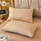 cheap Sheets &amp; Pillowcase-Cooling Pillowcase Quilted Ice Silk Pillow Cover Soft Breathable Bed Pillow Protector for Summer Sleeping