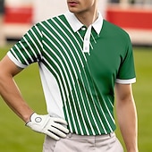  Per uomo Geometrico Golf Polo Sportivi Manica Corta Magliette polo Camicie con Colletto Casual Athleisure Bottoni Tessuto retato traspirante Primavera & Estate Blu Blu marino Viola