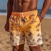 voordelige Tropische planten en bloemen-Voor heren Kokosnootboom Overgangskleur Zeilboot Lange zwembroeken Badpakken Zwembroeken Boardshorts Medium Taille Hawaii Strandvakantie Zijzakken Mesh voering Elastische tailleband met trekkoord