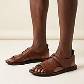 abordables Sandales décontractées-Sandales marron à bout ouvert et bride arrière pour homme, chaussures d'été décontractées et confortables, légères et idéales pour les vacances à la plage, les voyages, les séjours en station balnéaire et les loisirs quotidiens.