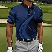 Недорогие Мужское гольф-поло-Муж. геометрический Гольф Спортивные рубашки поло Футболки поло Рубашки с воротником На каждый день Одежда для спорта и отдыха Пуговицы Весна лето Синий Черный Розовый