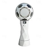 cheap Handheld Fans-Soccer Handheld Fan, Portable Personal Mini Fan with LED Digital Display, USB-C Rechargeable Small Football Fan with Desk Base for Kids, Sports Fans, Travel, Office, Outdoor