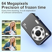 baratos Câmaras de Ação-Câmera digital 4K para fotografia, 64MP, com foco automático, ideal para vlogs no YouTube, zoom de 16x, compacta, perfeita para estudantes, iniciantes e adolescentes. Câmera portátil do tipo "apontar