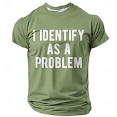  Tricou bărbătesc cu mesajul „Mă identific drept o problemă”, amuzant, sarcastic, retro, grafică, croială regulată, casual, bleumarin, îmbrăcăminte de designer, mărimea S, M, L, XL, 2XL, 3XL
