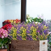  9 Bündel künstliche Lavendelblüten, UV-beständige Kunstblumen und künstliche Sträucher aus Kunststoff für den Außenbereich, geeignet für Fenster, Haus und Garten.