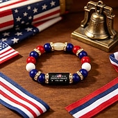  America Legacy United States 250th Anniversary Liberty Bracelet, USA Two Hundred and Fifty Birthday Red Blue White Beaded Commemorative Patriotic Independence Day Collection Statement Gift Jewelry