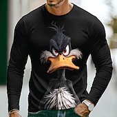  Ανδρικό μονόχρωμο μπλουζάκι με θέμα τα ζώα, μπλουζάκι με μακριά μανίκια, πουκάμισο με στρογγυλή λαιμόκοψη, αστείο, casual, καθημερινό, street, μπλε, μαύρο, κίτρινο, άνοιξη, φθινόπωρο, ρούχα, ένδυση