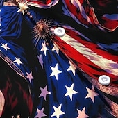  Homens 4 de julho - 250º aniversário dos EUA deusa Bandeira americana Camisa Social camisa de verão camisa de botão Manga Curta Patriótico Ao ar livre Feriado Verão Primavera Aberto para a Lateral