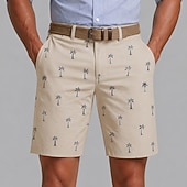preiswerte Bedruckte Shorts-Herren Kokospalme Tropische Pflanzen Bermudashorts Freizeitshorts Kurze Golfhosen Mittlere Taille Hawaiianisch Arbeit Strand Sport im Freien Kurze Hose mit flacher Vorderseite und 4 Taschen Designer