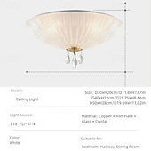 cheap Ring &amp; Round Design-Modern Minimalist Round Dome Glass Crystal Full Copper Chandeliers 2/3/4 Light E14 Flush Mount Ceiling Light For Bedroom 110-240V