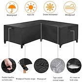 abordables Fundas para Muebles de Patio-Funda para muebles de jardín, funda para sofá esquinero en forma de L, funda impermeable para sofá de ratán, para muebles de jardín, conjunto de asientos, sofá esquinero, conjunto de salón esquinero,