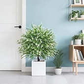 abordables Flores artificiales-Estaca de lavanda artificial de 20 pulgadas para decoración de exteriores, estacas blancas para jardín. &amp;Césped, plástico resistente que no se decolora, decoración para todas las estaciones.