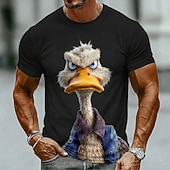  Paperella bianca scontrosa con espressione arrabbiata, grafica 3D, maglietta da uomo divertente, sarcastica, umoristica, con atteggiamento, girocollo, maniche corte, casual, streetwear, regalo di