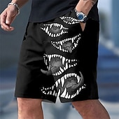  Herren Cartoon Monster Badeshorts Boardshorts Mittlere Taille Hawaiianisch Strandurlaub Seitentaschen Netzfutter Elastischer Kordelzug in der Taille Designer Bekleidung