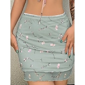 abordables Jupes graphiques-Femmes Jupe de vacances Mode Occasionnel Mini Taille haute Jupes Floral Imprimé Micro-Élastique Quotidien Rue Bleu Blanche Violet Fuchsia Été