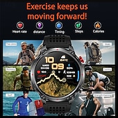 billige Smartklokker-Robust militær smartklokke for menn med Bluetooth-samtale, 1100 mAh batteri, LED-lommelykt &amp;kompass, IP68 vanntett taktisk treningsklokke for utendørs bruk, smartklokke med 100+ sportsmoduser for