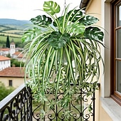 levne Event &amp; Party Supplies-Sada 2 ks = pavoučí rostlina + monstera, umělé závěsné rostliny v severském stylu, UV odolná venkovní zeleň pro domov, obývací pokoj, dekoraci na balkon, vhodné na Valentýna, Velikonoce atd.
