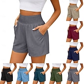 abordables Short de sport-Femmes Chinos Shorts Vacances Basique Court Taille haute Uni Confort Élastique Quotidien Mer bleue Noir Rouge bleu marine Été Printemps Coupe Ample