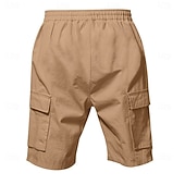 cheap Holiday-Men's Cotton Linen Shorts Shorts Summer Shorts Beach Shorts Drawstring Pocket Elastic Waist Plain Comfort Breathable Knee Length Outdoor Beach Vacation Vacation Fashion Black White Inelastic