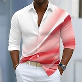 economico Geometrica-Per uomo Geometrico Colore sfumato Arte astratta Camicia Camicia con Bottoni Camicia casual Manica Lunga Moda Casual All'aperto Abbigliamento Quotidiano Primavera Autunno Collo ripiegato Stampa 3D