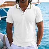economico Polo Classico da Uomo-Per uomo Maglia da golf Polo Piqué Casuale Affari Colletto Polo a Coste Manica Corta Moda Essenziale Tinta unica Blocco di colori Bottoni Estate Primavera &amp; Autunno Vestibilità regolare Blu azzurro