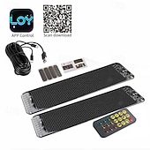 رخيصةأون أضواء الديكور-مصباح LED ضخم ساطع على شكل عيون شيطانية للسيارة، شاشة عرض رقمية مرنة قابلة للتمرير، تحكم عبر تطبيق بلوتوث، لافتة متجر LED متحركة بنمط نص مخصص للسيارات والفنادق والمدارس