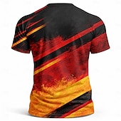 abordables T-shirts et Débardeurs de Course-Maillot de football homme inspiré de l'Allemagne – haut de performance à motif abstrait noir, rouge et or, maille respirante, séchage rapide, protection solaire UPF 50+ – T-shirt de tournoi pour