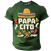  Men's Papacito Mexican Sombrero Cinco De Mayo Fiesta Funny Father's Day T Shirt Graphic Casual Short Sleeve Olive Green Chili Pepper Avocado Maracas Gift Designer Clothing Apparel S M L XL XXL XXXL