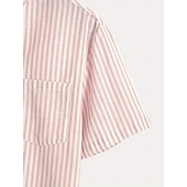 abordables Clásico-Hombre Camisa Camisa de lino Camisa de verano Camisa de playa Tiras verticales Casual Diario Azul Piscina Rosa Manga Corta Collar mandarín Verano Primavera Ropa