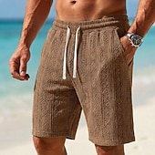 voordelige Casual korte broek-Voor heren Zomer korte broeken Strandshorts Casual korte broek Gestructureerde shorts Jacquard Trekkoord Elastische taille Effen Kleur Comfort Ademend Knielengte Dagelijks Buiten Streetwear Vakantie