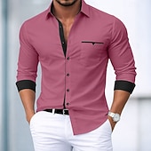 Χαμηλού Κόστους Ανδρικά πουκάμισα με κουμπιά-Ανδρικά Πουκάμισο Επίσημο Πουκάμισο Πουκάμισο με κουμπιά Μη σιδερένιο πουκάμισο Συνδυασμός Χρωμάτων Causal Καθημερινά Θαλασσί Λευκό Ροζ Χακί Μακρυμάνικο Απορρίπτω Άνοιξη Άνοιξη &amp; Χειμώνας Ρούχα