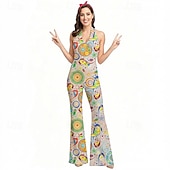 ieftine îmbrăcăminte-Retro / vintage Boho Anii 1970 Pantaloni cu clopot Salopetă Pantaloni evazați Hippie Disc Imprimeu Paisley Tribal Costume de fancy Pentru femei Halloween Carnaval Vacanță festival de muzică Festival