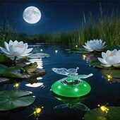 abordables Éclairage subaquatique-Lot de 2 lampes flottantes LED solaires colorées en forme de papillon et de libellule, idéales pour décorer un jardin, une fontaine, une piscine ou un bassin.
