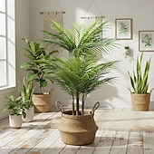 ieftine Plante artificiale și verdeață-2/4 buc frunze de palmier artificiale cu ferigă de fier mare cu 9 capete, plante tropicale simulate realiste din junglă pentru decorarea pereților, frunziș artificial de frunze de palmier pentru casă,