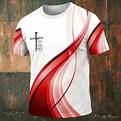  Ανδρικό μπλουζάκι με γραφικά "υπάρχει δύναμη στο όνομα του Ιησού" με εκτύπωση σε όλη την επιφάνεια, λευκό μπλε ντεγκραντέ, στρογγυλή λαιμόκοψη, κοντομάνικο, χριστιανική πίστη, δώρο, επώνυμα ρούχα,