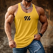 baratos Treningsskjorter uten armer-Men's Tank Top Vest Undershirt Sleeveless Shirt Sleeveless Crew Neck V Neck Scoop Neck Summer Plain Fashion Sporty Classic Quick Dry Casual Gym Street Black White Yellow Top Tee for Men