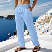 ieftine Vacanţă-Bărbați Pantaloni Scurți Pantaloni scurți din in Pantaloni scurți de vară Pantaloni scurți de plajă Cordon Buzunar Talie elastică Culoare solidă Confort Respirabil Scurt Casual Zilnic Plajă Vacan