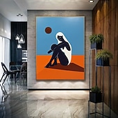 Недорогие Картины с людьми-большая абстрактная картина, оригинальная минималистичная картина, абстрактное искусство, картина с изображением чернокожих женщин, синяя абстрактная картина, большая картина с диваном на стену.