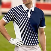  Per uomo Geometrico Golf Polo Sportivi Manica Corta Magliette polo Camicie con Colletto Casual Athleisure Bottoni Tessuto retato traspirante Primavera & Estate Blu Blu marino Viola