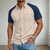  Herr Skjorta Button Down skjorta Casual skjorta Tvätta skjorta i 100 % bomull Rodnande Rosa Blå Grön Ljusgrå Mörkgrå Kortärmad Slät Tröjkrage Ledigt Dagligen Färgblock Kläder Elegant Mode Ledigt