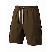voordelige Vakantie-Voor heren Ladingbroek Cargoshorts Korte broek Casual korte broek Zak Elastische taille Effen Knielengte Casual Buiten Streetwear Modieus Streetwear Zwart Marineblauw Inelastisch
