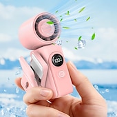 billiga Campingljus &amp;amp; lyktor-USB-uppladdningsbar mini-klämmfläkt med vridbart roterande klämma – bärbar 4-hastighets clip-on &amp;skrivbordsfläkt, LED-batterinivådisplay, 180° justerbart huvud, batteri med lång livslängd för hem,