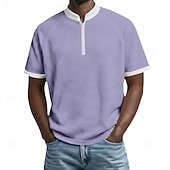 זול חולצת פולו קלאסית לגברים-בגדי ריקוד גברים חולצות פולו וופל חולצות פולו קזו'אל יומי רבע מיקוד שרוולים קצרים אופנתי בסיסי קולור בלוק רוכסן קל משקל קיץ אביב רגיל שחור לבן בורגנדי כחול נייבי כחול סקיי סגול חולצות פולו וופל