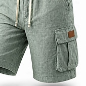 ieftine Clasic-Bărbați Pantaloni Scurți Cargo Pantaloni scurți din in Pantaloni scurți de vară Pantaloni scurți de plajă Cordon Talie elastică Multi Buzunare Simplu Confort Respirabil Lungimea genunchiului Zilnic