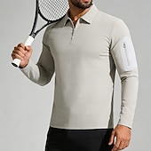cheap Running Tee &amp; Tank Tops-Men's Solid Colored Running T-Shirt Compression Shirt Casual Polo Shirts Running Shirt Summer Spring Quarter Zipper Long Sleeve Quick Dry Lightweight Moisture Wicking Gym Workout Active Training
