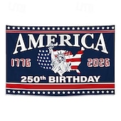 お買い得  250周年-アメリカ建国250周年記念愛国的な壁掛けタペストリー（1776-2026）、鷲、自由の鐘、自由の女神像、赤と青の色、ホリデーデコレーションの背景用