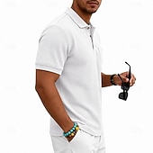 economico Polo classica da uomo-Per uomo Magliette Polo a Nido d'Ape Polo Casuale Streetwear Bavero Manica Corta Essenziale Moderno Semplice Tasca Leggero Estate Primavera Vestibilità regolare Nero Bianco Blu marino Verde scuro