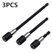 baratos Ferramentas de medição e medição-Conjunto de 3 pontas de chave de fenda magnéticas com ponta Phillips PH2 e anel magnético para fixação de parafusos, encaixe hexagonal de 1/4", pontas de extensão longa para furadeira, trabalhos em